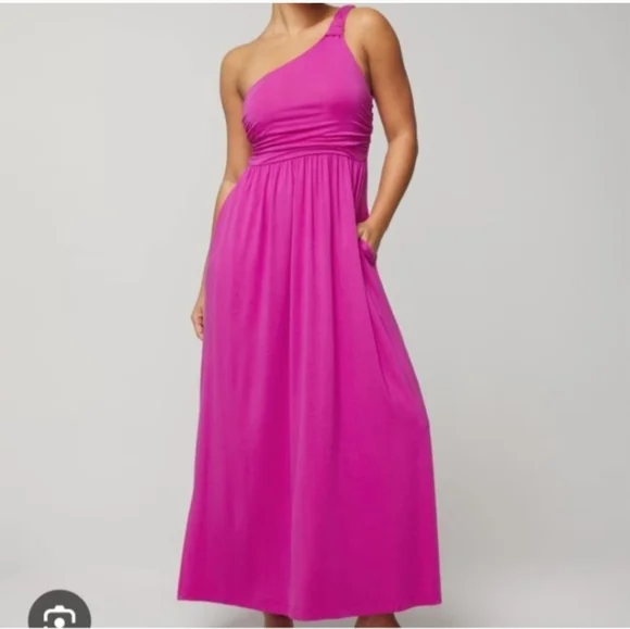 Soma One Shoulder Soft Jersey Knit Maxi Dresd Wild Berry Size M NWT - Picture 10 of 10